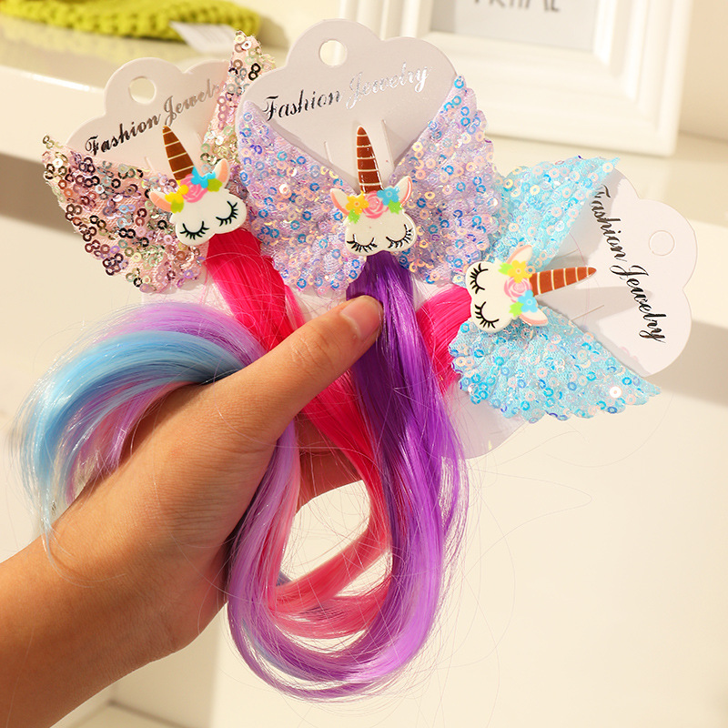 Children's Hair Accessories Color Gradient Wig Hair Piece Bow Tie Headdress display picture 14