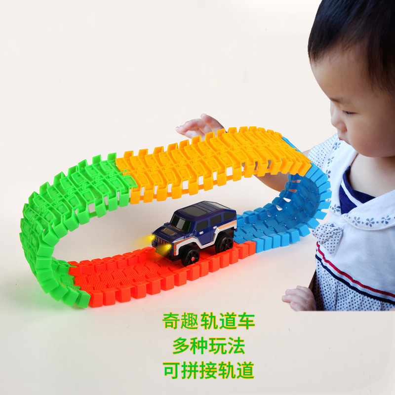 Changeable funny rail car toy boys and girls set racing track children's electric car DIY Assembly