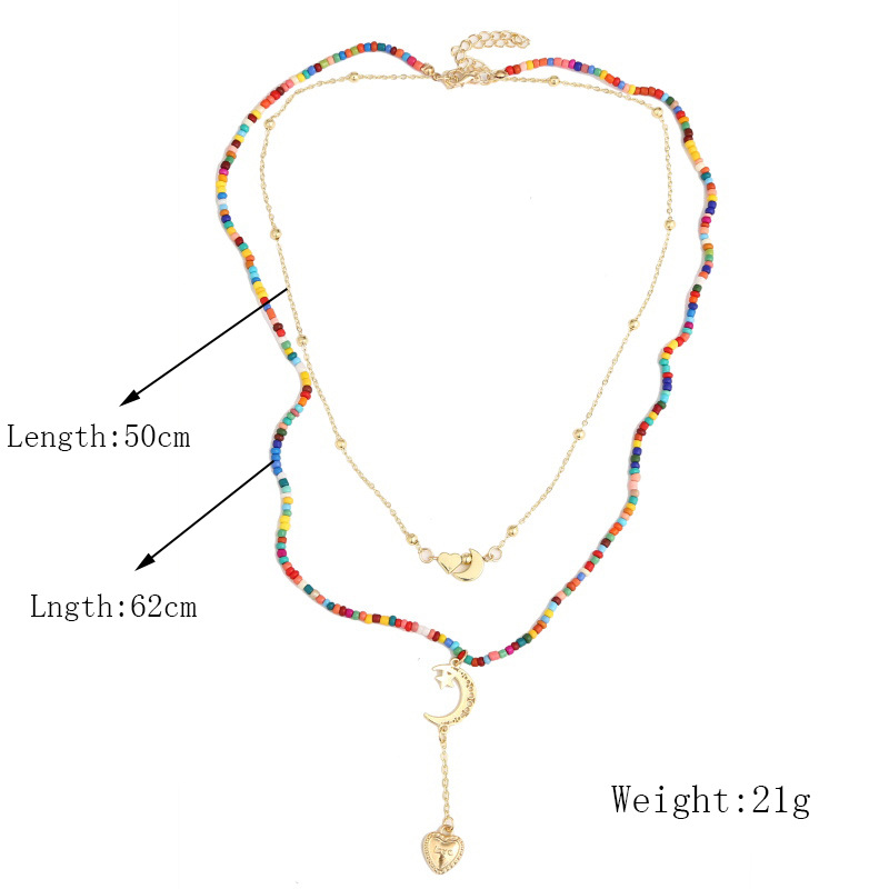 Long Bohemian Star Two Rice Bead Necklaces Trend Hand Woven Love Colgante Al Por Mayor Nihaojewelry display picture 1