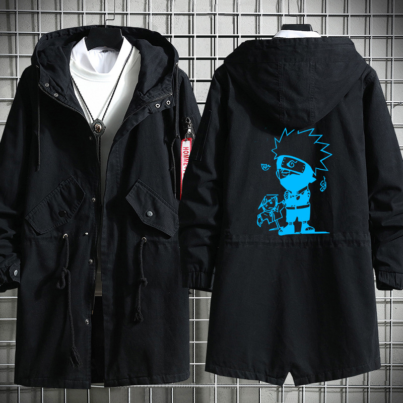 Naruto sasuke yuzhibo familia kakashi dibujos animados otoño e invierno grueso hombres y mujeres estudiante pareja gabardina image 18