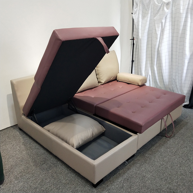 Sofá cama de cuero de casa pequeña, sofá de esquina de almacenamiento multifuncional de dos propósitos, sofá de artefacto de 2 metros, super ahorro de espacio image 5