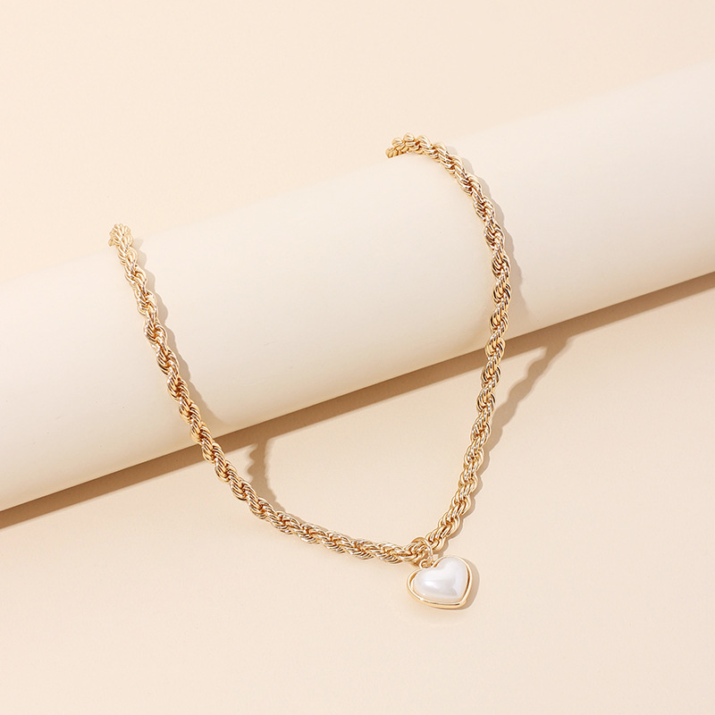 IG Style Simple Style Heart Beaded Alloy Rope Chain Pendant Necklaces Wholesale display picture 6