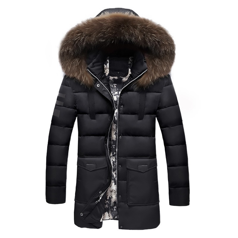 Boy Winter Warm Long Down Jackets Men Hooded Thick Warm coat