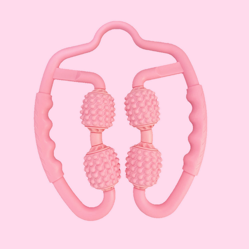 Masajeador de anillo Yoga rodillo de masaje de 4 ruedas muslo relajación muscular masaje de espuma palo clip de pierna masajeador