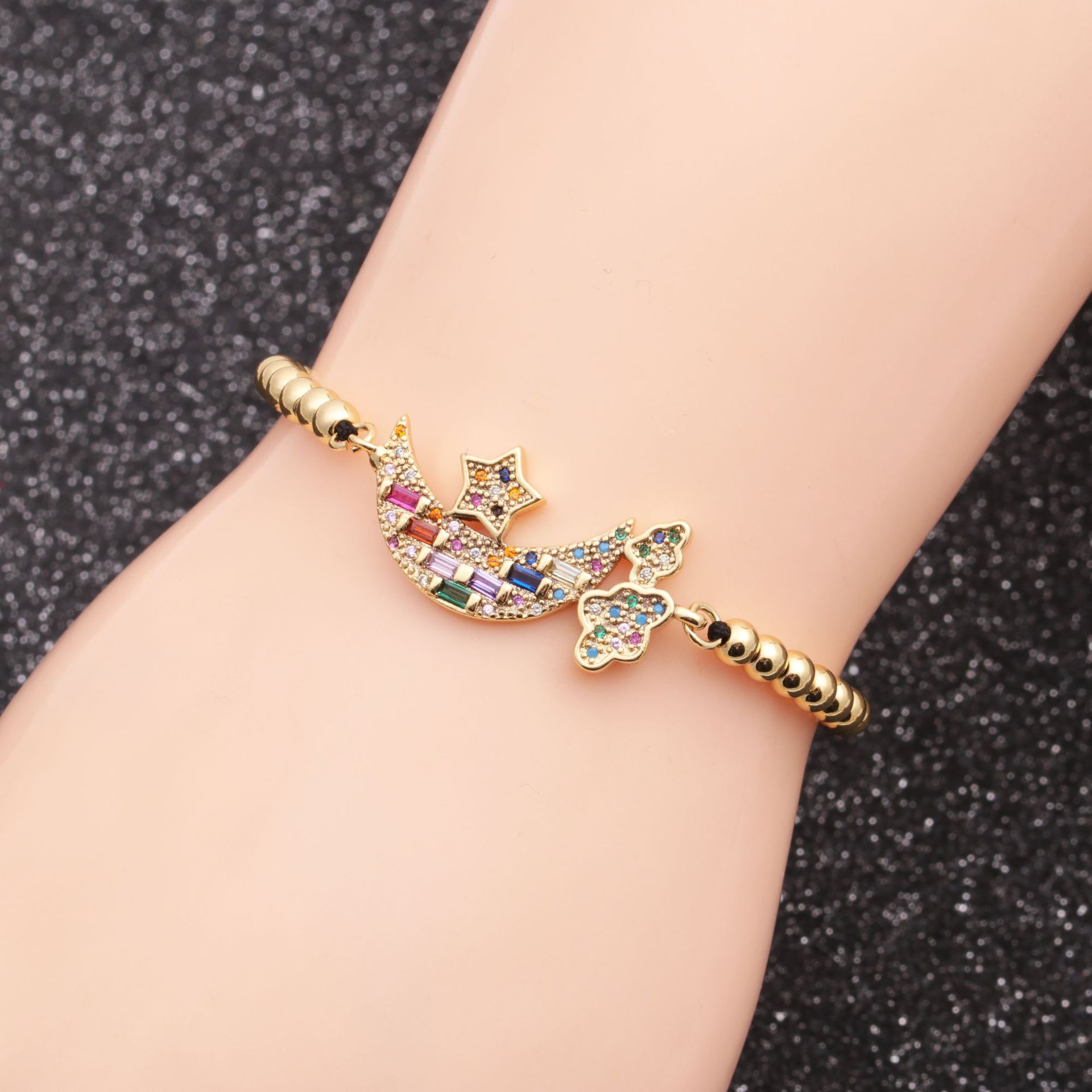 Bracelet Ajustable Bateau Pirate En Cuivre Micro-incrusté De Zirconium display picture 3