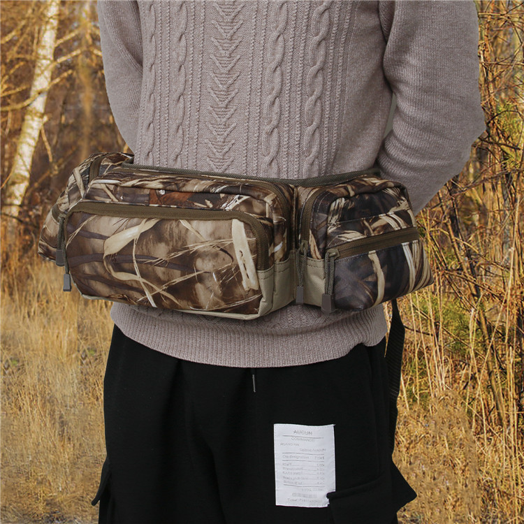 跨境运动户外多口袋可调节迷彩绒布腰包野战包一件代发
