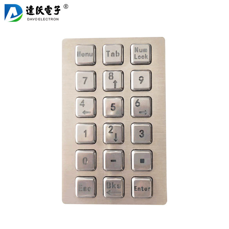 达沃D-8292金属背光防水键盘 18键矩阵键盘 定制工业LED灯键盘