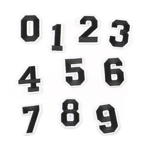 Embroidered cloth stickers 0 to 9 black and white color number patch stickers school uniform number clothing accessories badge computer embroidered label