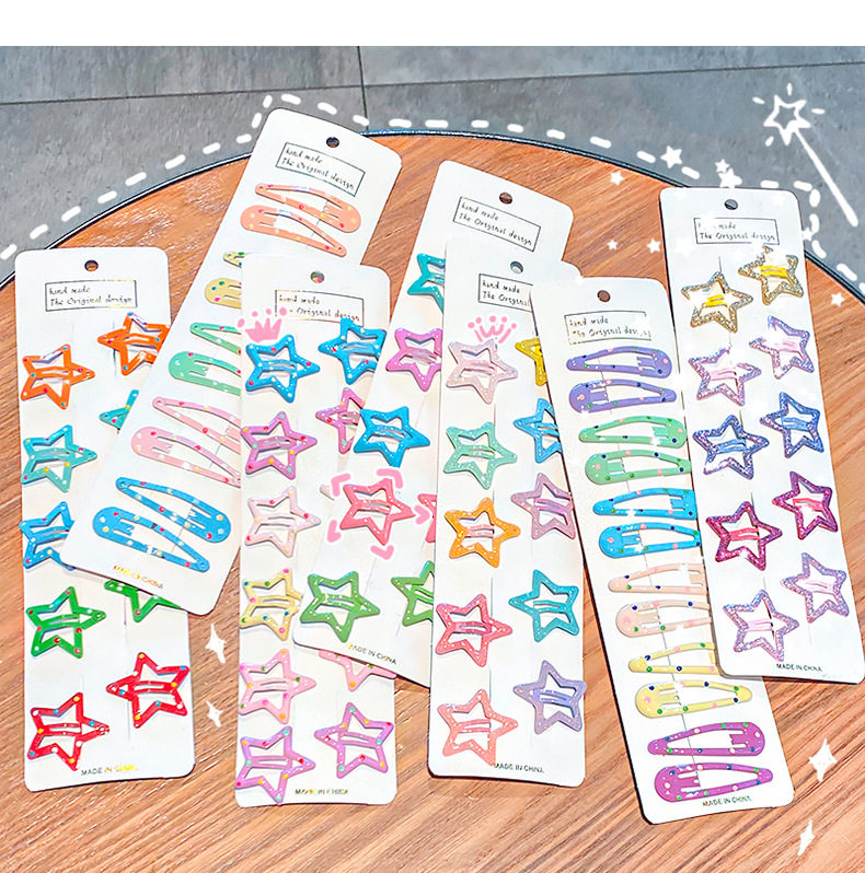 10 Sets Of Children's Metal Paint Hairpin Candy Color Star Hair Accessories Wholesale Nihaojewelry display picture 10