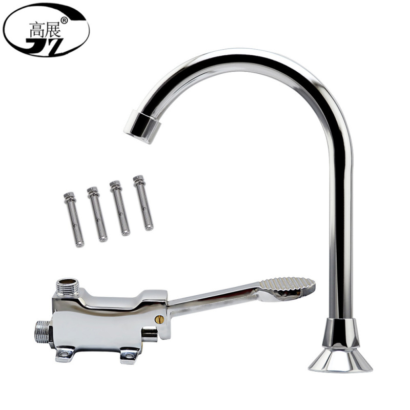 High-exhibition copper large pedal vegetable basin faucet copper pedal switch faucet non-hand contact switch faucet 680