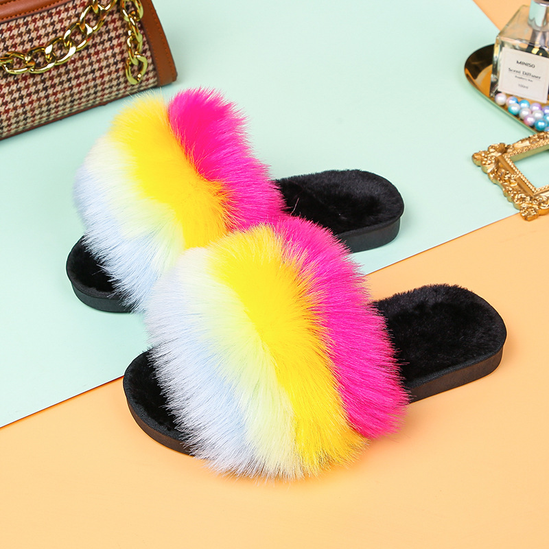 2020 autumn new furry slippers women's f...