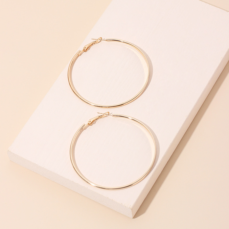 10g Weight Earrings Classification Wedding, Travel, Birthday Occasion Women'S Gender Rose Gold, Gold, Silver Color Geometric Big Circle Exaggerated Simple Earrings Wholesale 3