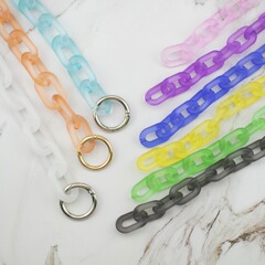Acrylic plastic chain link clasp accessory transparent matte sanding candy color phone chain DIY bulk