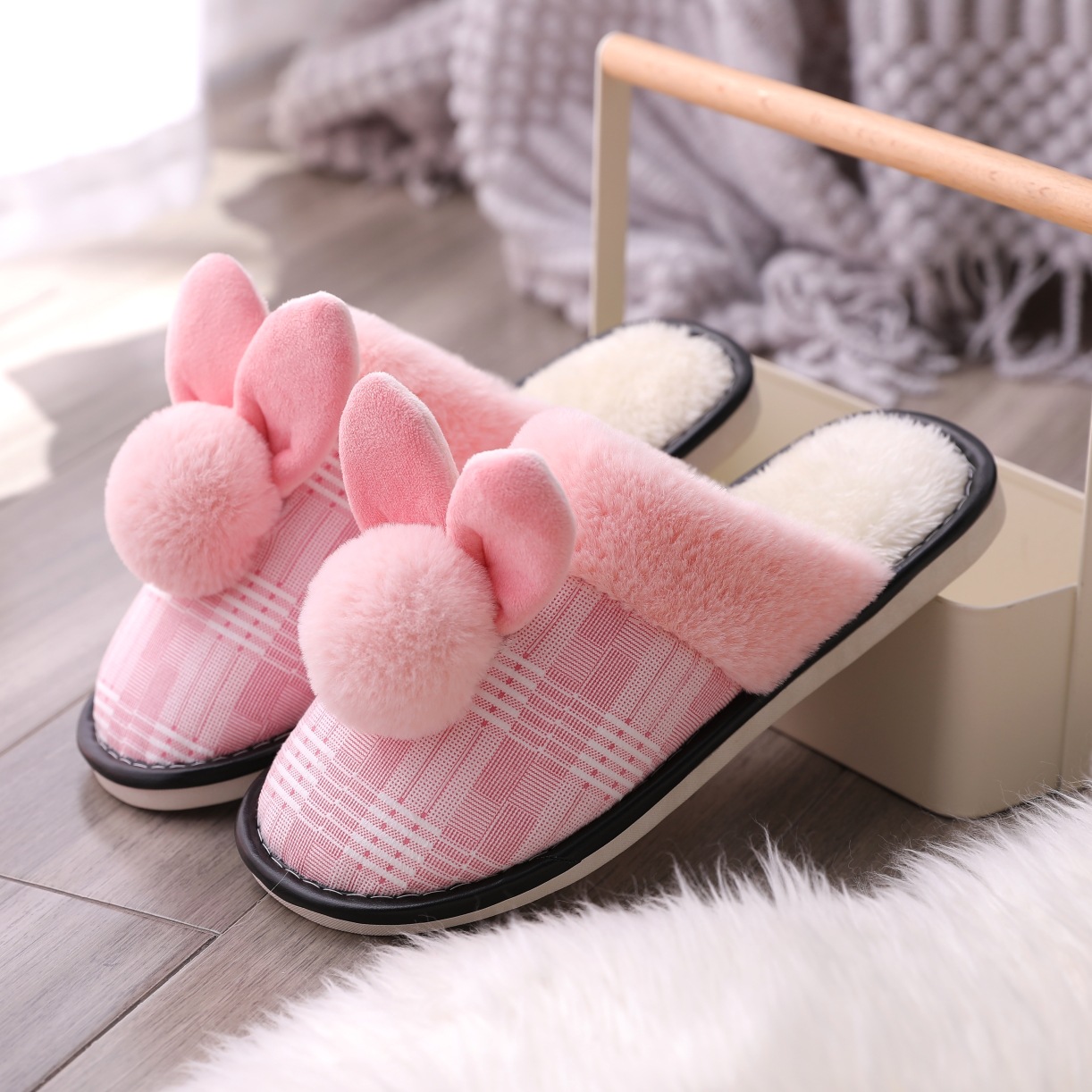 Creative fashion craft ball female autumn and winter warm cotton slippers home boutique comfortable plush flush flops