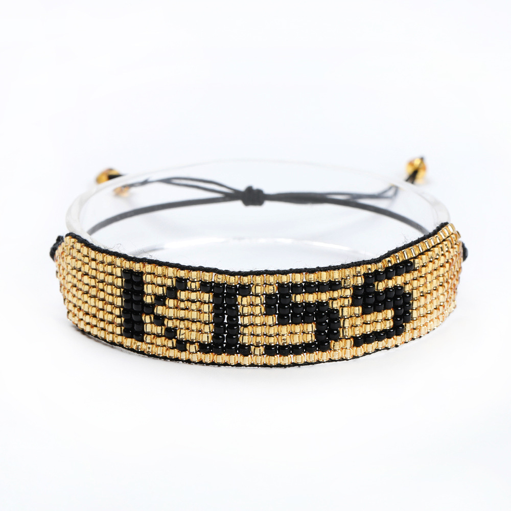 Pulsera De Letra Kiss Salvaje De Escarabajo Con Cuentas Tejidas Étnicas Simples display picture 4