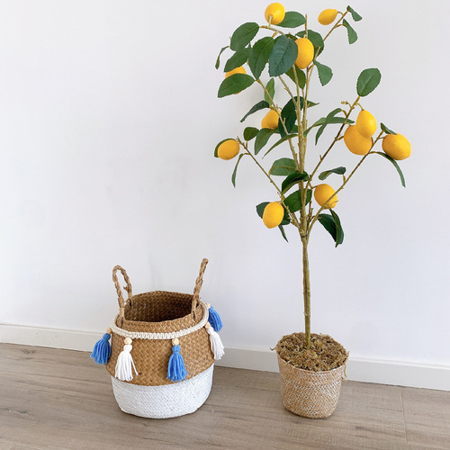 Bohemian Home Decor Ins Nordic Style Children's Room Fringe Flower Fringe Basket Wall Hanging Decor