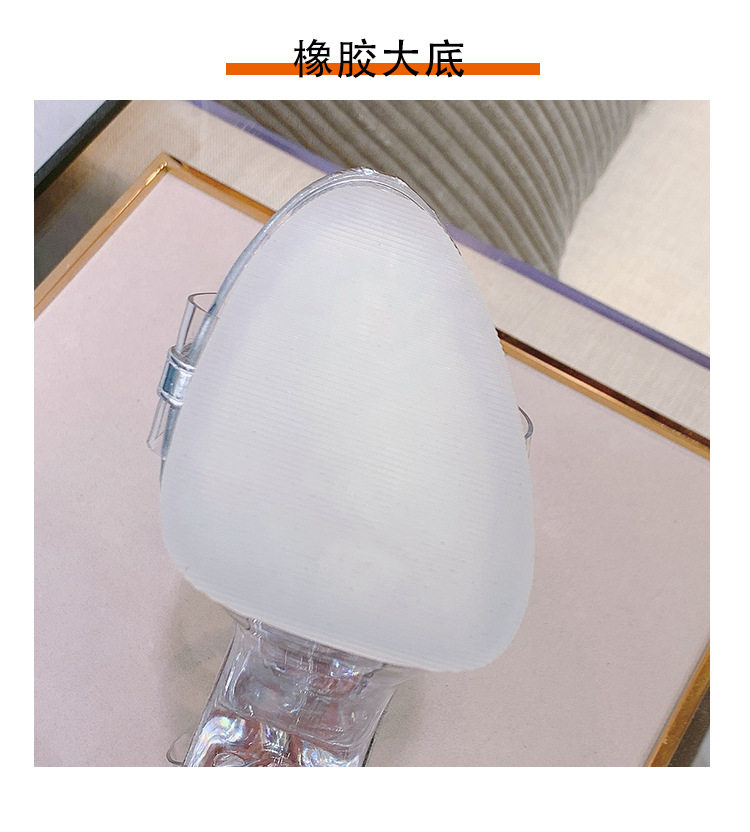 Dép sandal nữ gót nhọn pha lê trong suốt, đế cao 11 cm, quai móc cài — Màu bạc, Màu trắng, Màu đen chi tiết 8