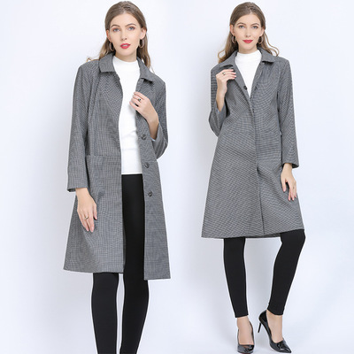 大码高端大气格子裙摆式厚外套今年风衣女2020新款中长款减龄气质|ms