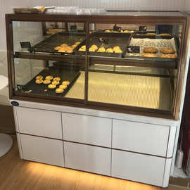 商场货柜超市面包柜生态木靠墙开放式边柜双面玻璃蛋糕中岛柜冷柜