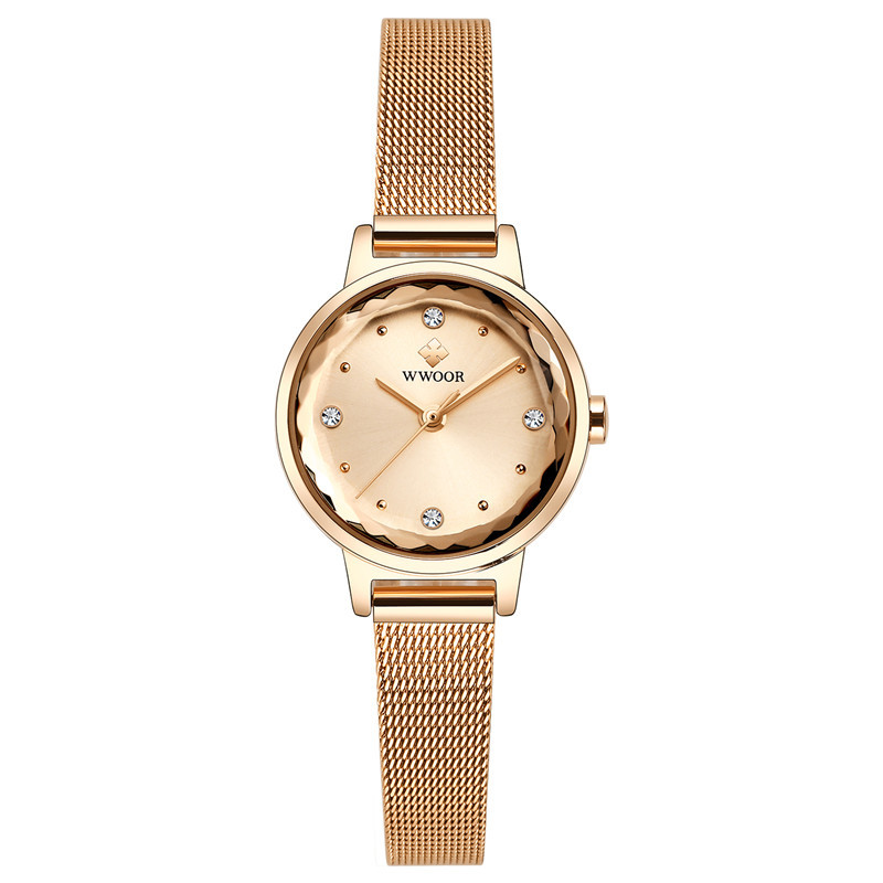 Wwoor Holding amor nuevo reloj de cuarzo moda las mujeres impermeable calendario rhinestone moda estudiante Bowl reloj 8871
