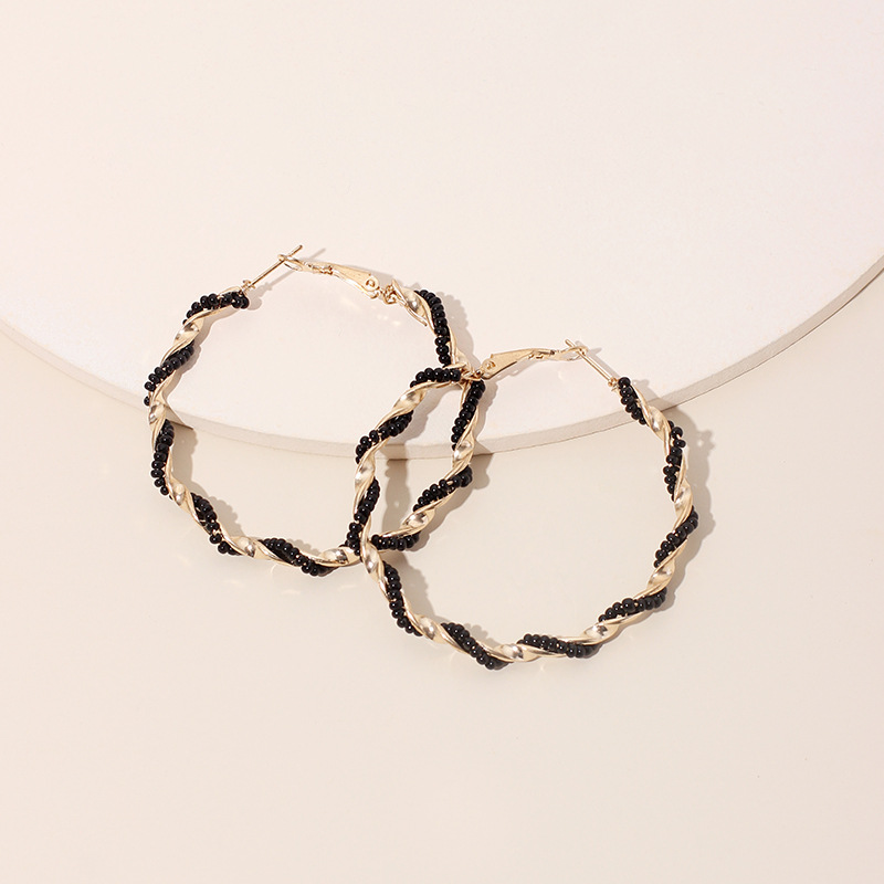 New exaggerated big circle trendy bohemian round bead earrings for women