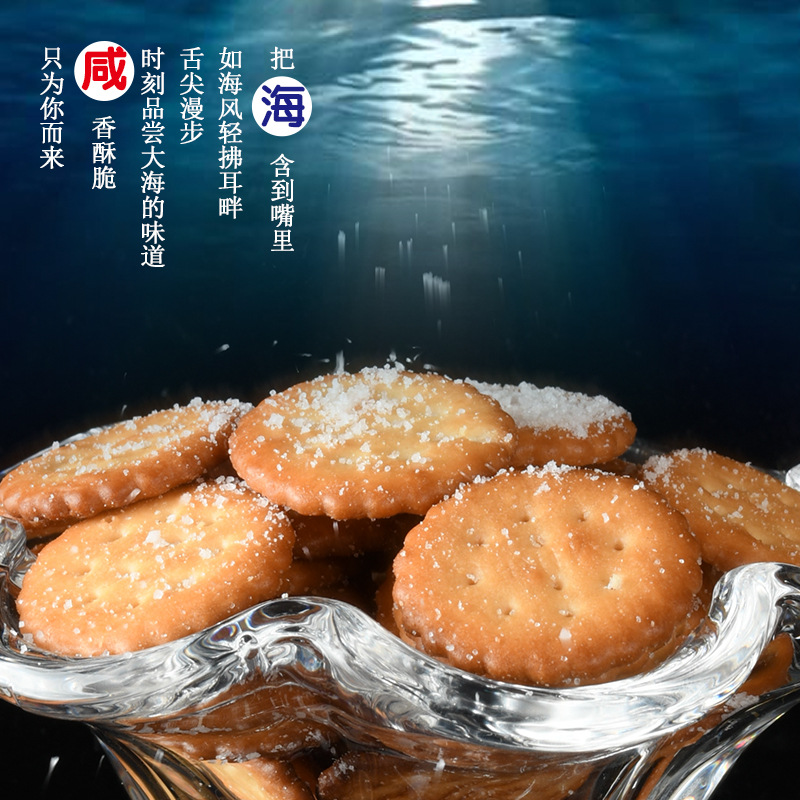 网红小圆饼干100g日式风味天日奶海盐味烘培雪花香酥脆休闲零食品