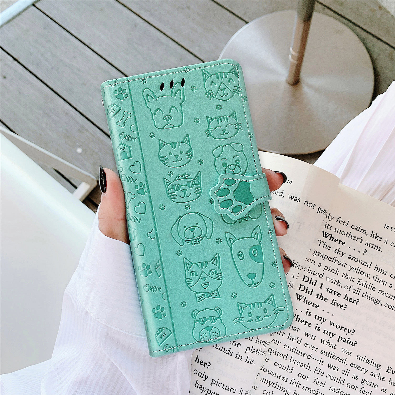Embossed Leather Phone Case Wallet Card Holder For Iphone_voghion.com