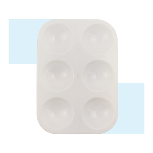 6-hole plastic rectangular art painting palette white thickened children's simple color painting tools wholesale