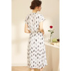 Silk print V-neck short sleeve A-line dress