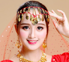 Wholesale belly dance earring headpieces for Indian dance performances, available in multiple colors