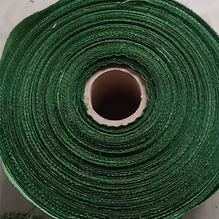 厂家机用编织布卷 半成品饲料袋蛇皮带 绿色塑料缠绕编织布条