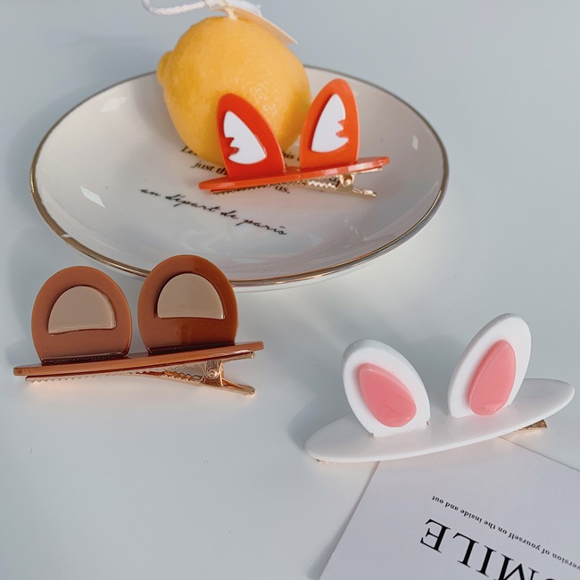 Korea Cartoon Rabbit Ear Hairpin Three-dimensional Cute Duckbill Clip Bear Hairpin Wholesale display picture 6