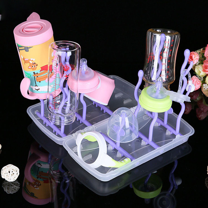 好德萌创意婴儿奶瓶架 便携多功能收纳架 透明可折叠奶瓶架晾干架
