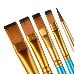 Foreign trade cross-border 5-piece blue rod nylon hair watercolor brushes oil painting brush set art painting supplies wholesale