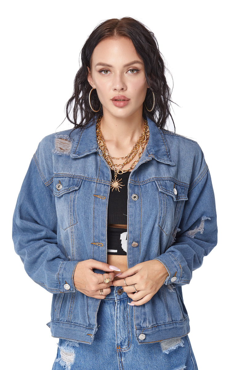 Solid Color Loose Denim Jacket NSSY9162