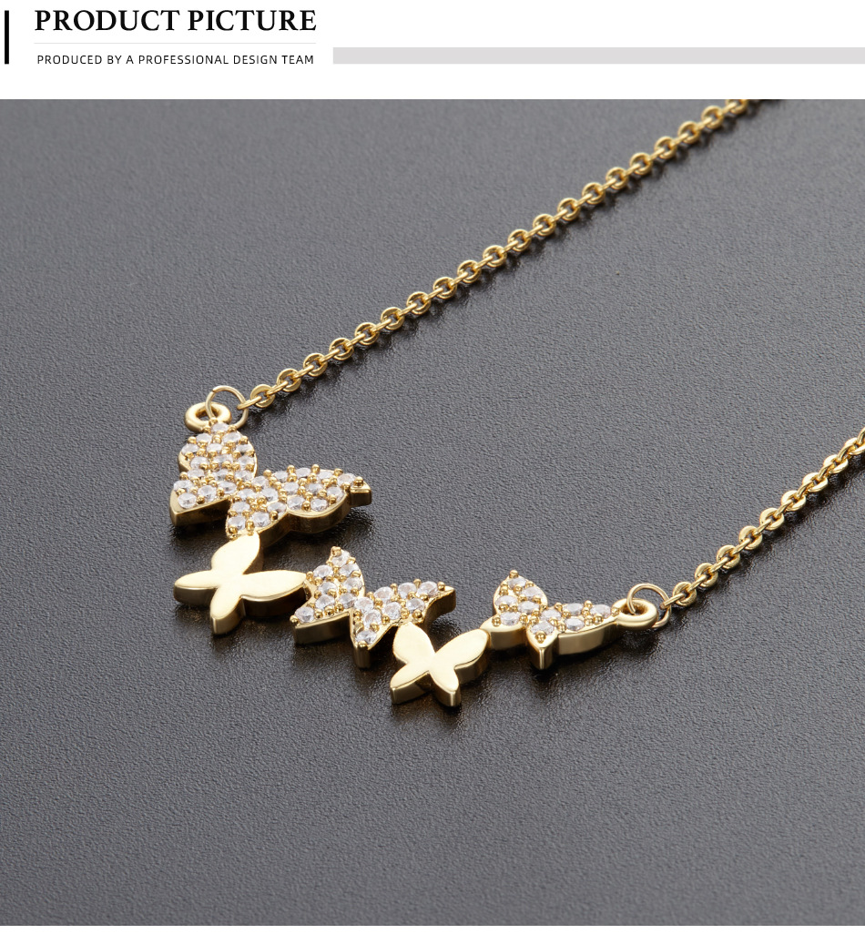 Butterfly Necklace Gold Zircon Collarbone Necklace