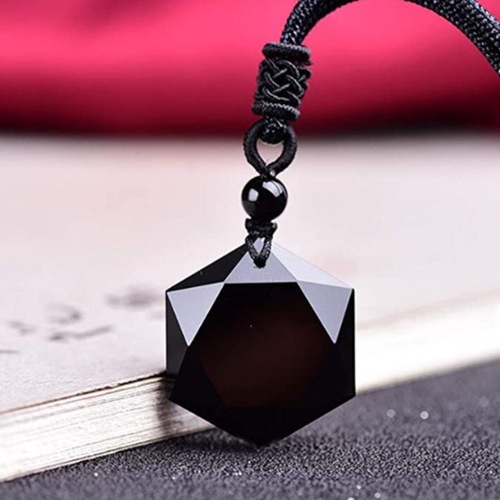 Obsidian pendant, pendulum energy stone, obsidian six-pointed star necklace, men's and women's sweater chain, jewelry wholesale