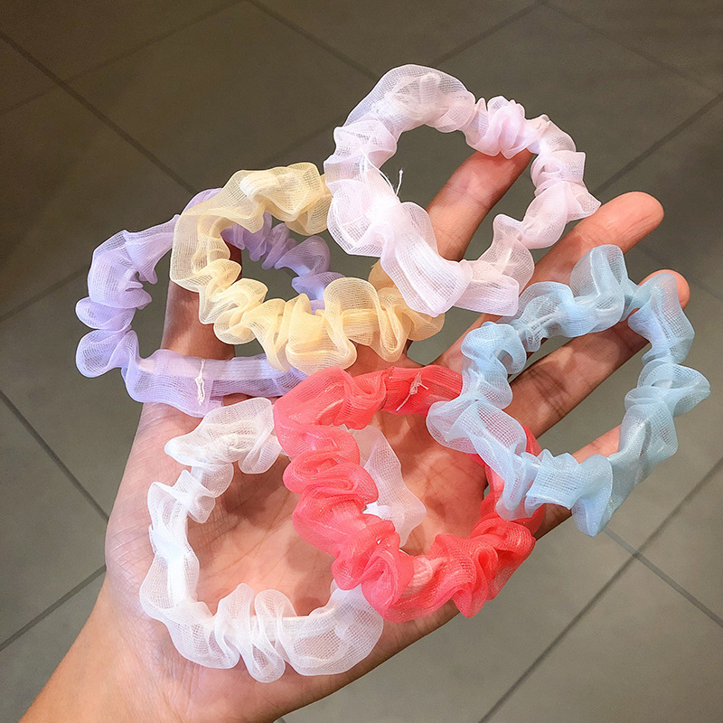 Mädchen Mori Kleine Transparente Netz Garn Bonbon Farbe Dickdarm Haars Chleim Macht Fotos Süßes Und Süßes Gummiband Haars Eil display picture 16