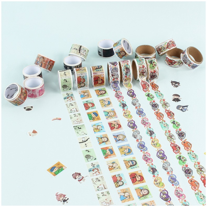 卡通和纸胶带 diy手撕贴纸花瓣手帐胶带 定制  邮票异形和纸胶带