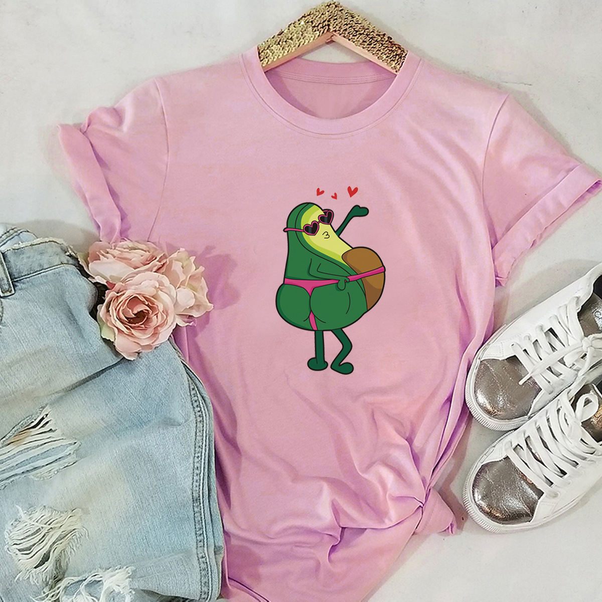 Cómoda y divertida camiseta de manga corta Avocado Love NSSN1460