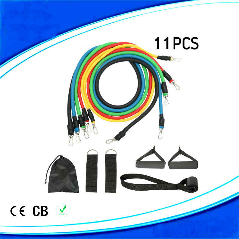 11件套裝多功能拉力器tpe拉力繩 壹字拉力帶肌肉訓練健身器材套件