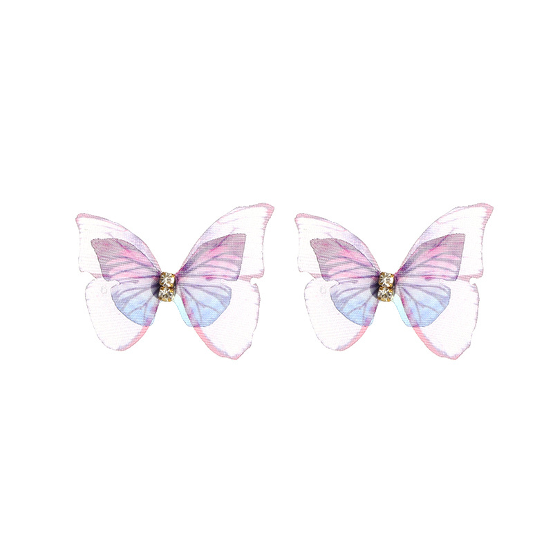 Jewelry Beautiful Three-dimensional Tulle Double Butterfly Earrings Ring Earrings Wholesale Nihaojewelry display picture 3