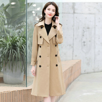 实拍新款欧货宽松收腰风衣女中长款春秋新款欧洲站英伦风外套大衣|ms