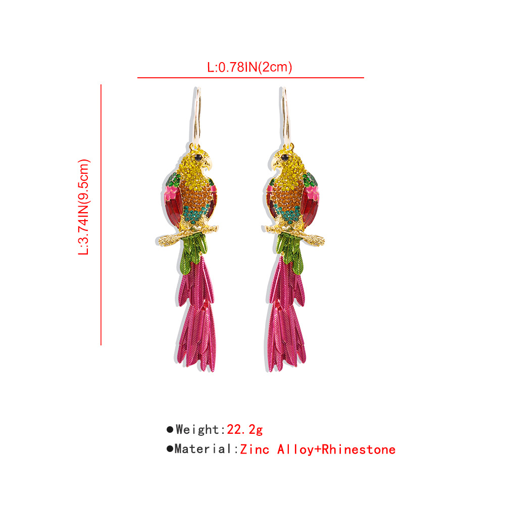 New Fashion Alloy Drop Earrings Creative Geometric Animal Parrot Diamond Earrings display picture 1