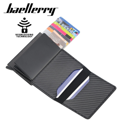 baellerry men's European and American anti-theft card bag rfid short automatic elastic card holder European and American plaid card holder