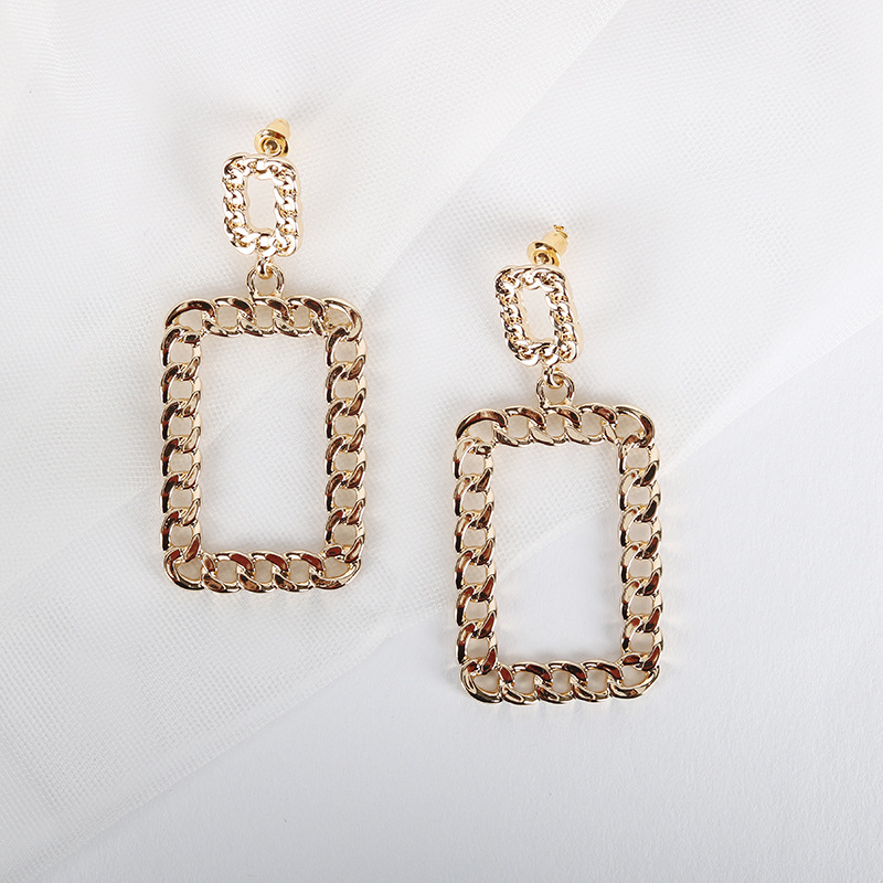 New S925 Silver Needle Stud Chain Buckle Long Alloy Earrings For Women display picture 4