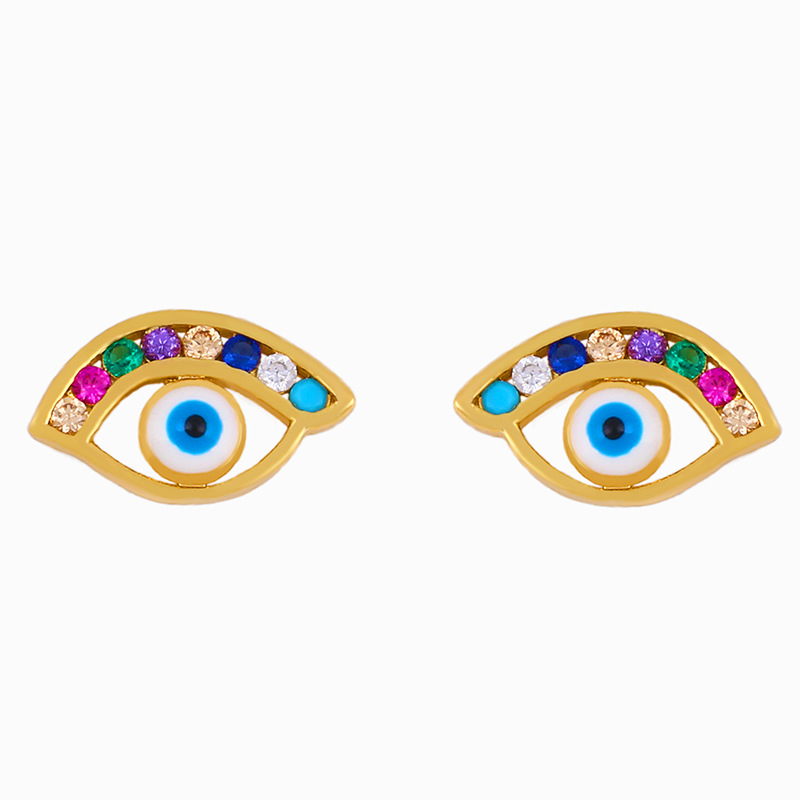 Earrings 2021 Grenz Überschreiten Der Neuer Produkt Zubehör Einfaches Tropf Öl Fatima Teufels Auge Ohr Stecker Ers82 display picture 5