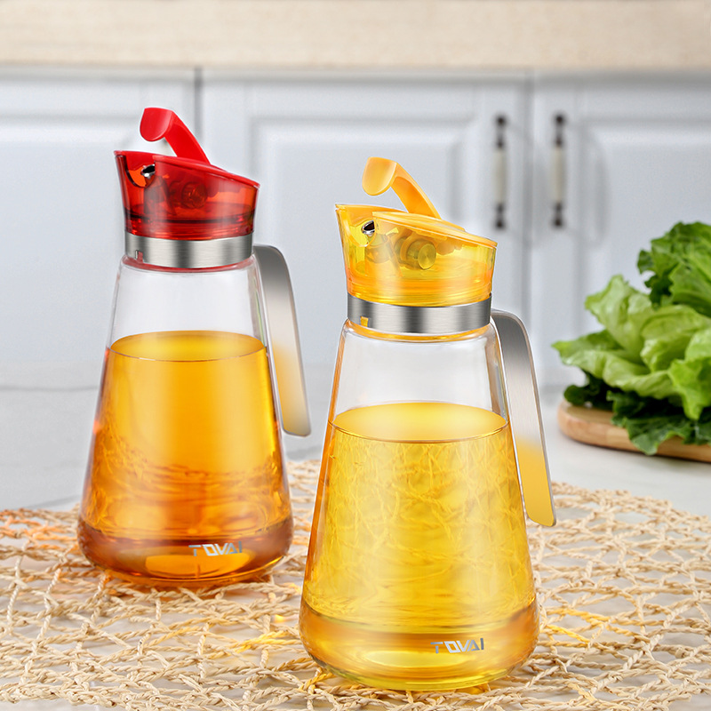 欧式家用高硼硅玻璃油壶防漏厨房油瓶自动开合油醋瓶酱油瓶油罐壶
