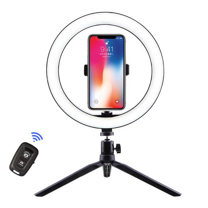 Luz de relleno de trípode de escritorio Soporte de transmisión en vivo para teléfono móvil de múltiples cámaras Anchor Belleza Selfie Fotografía Luz de iluminación de anillo