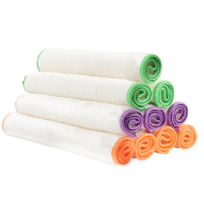 加厚彩边洗碗巾竹纤维不沾油洗碗布吸水包边双层清洗厨房抹布擦巾